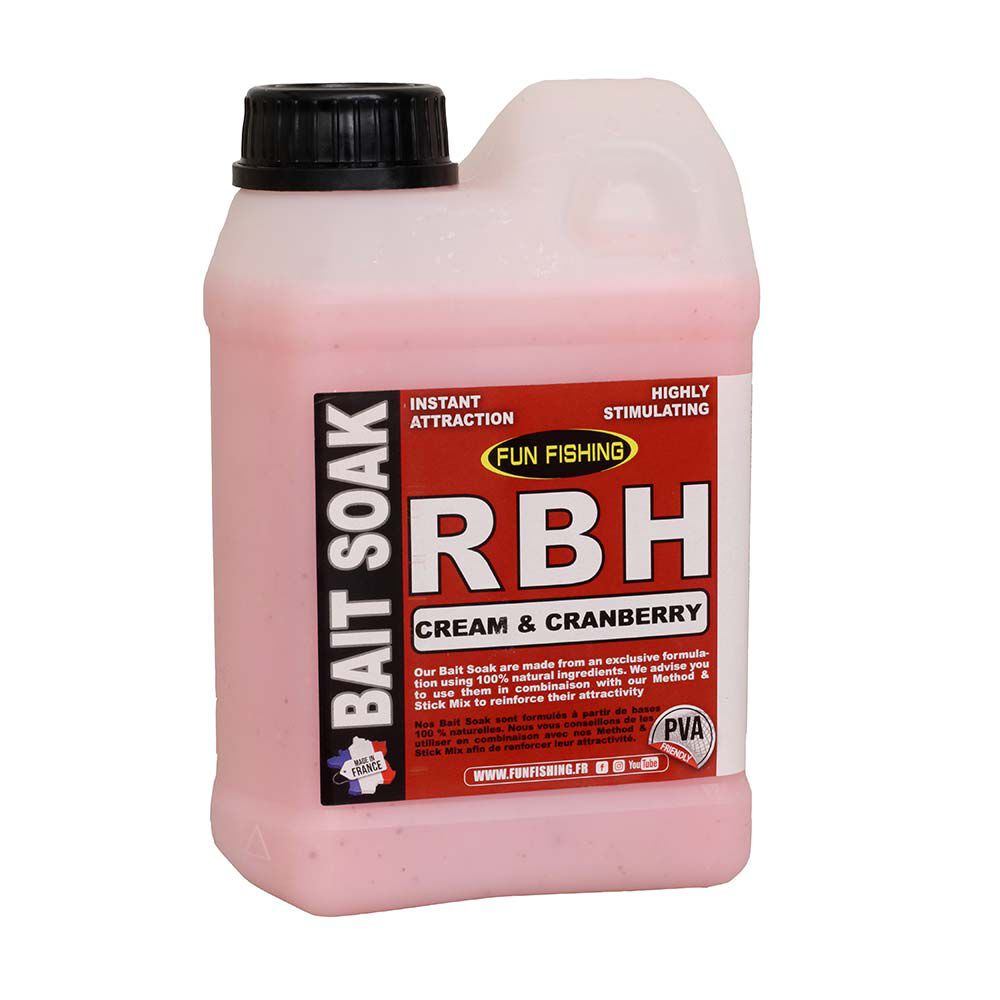 Booster carpe fun fishing bait soak system cream et cranberry1l