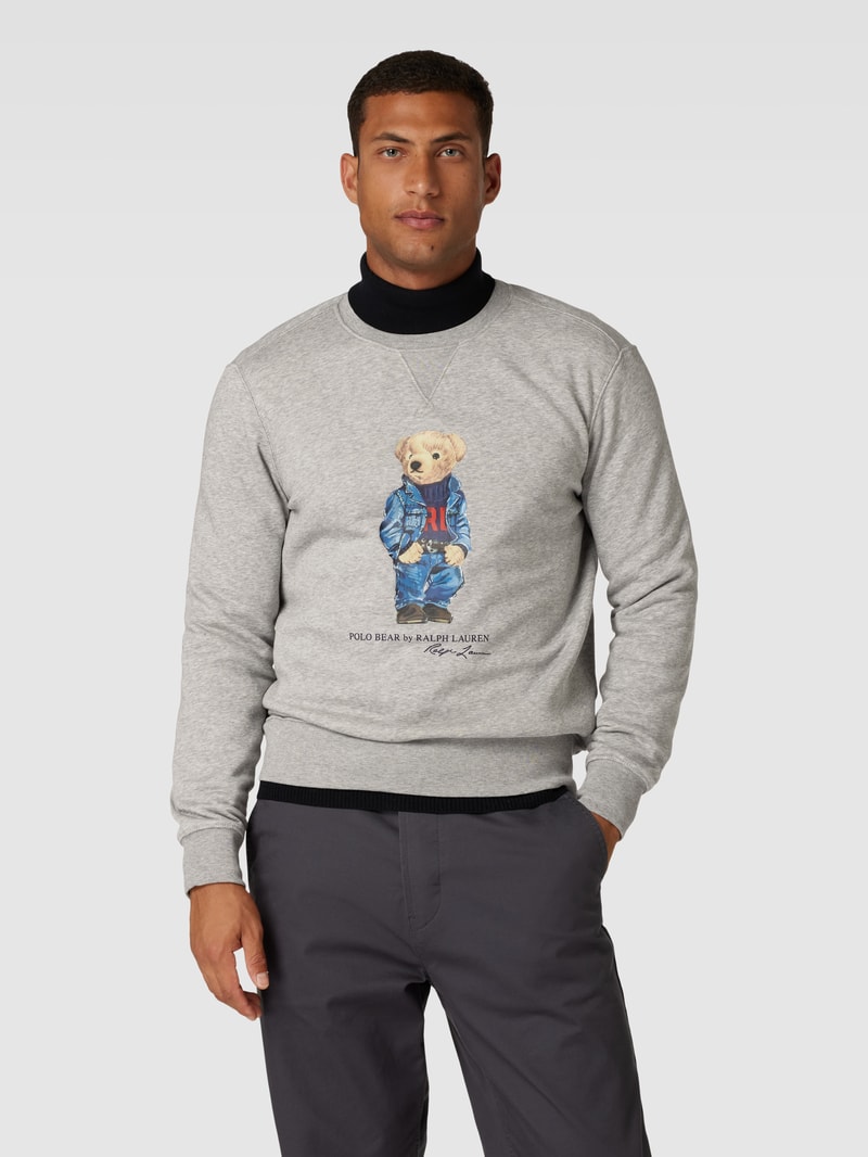 Sweatshirt mit Label-Print in hellgrau