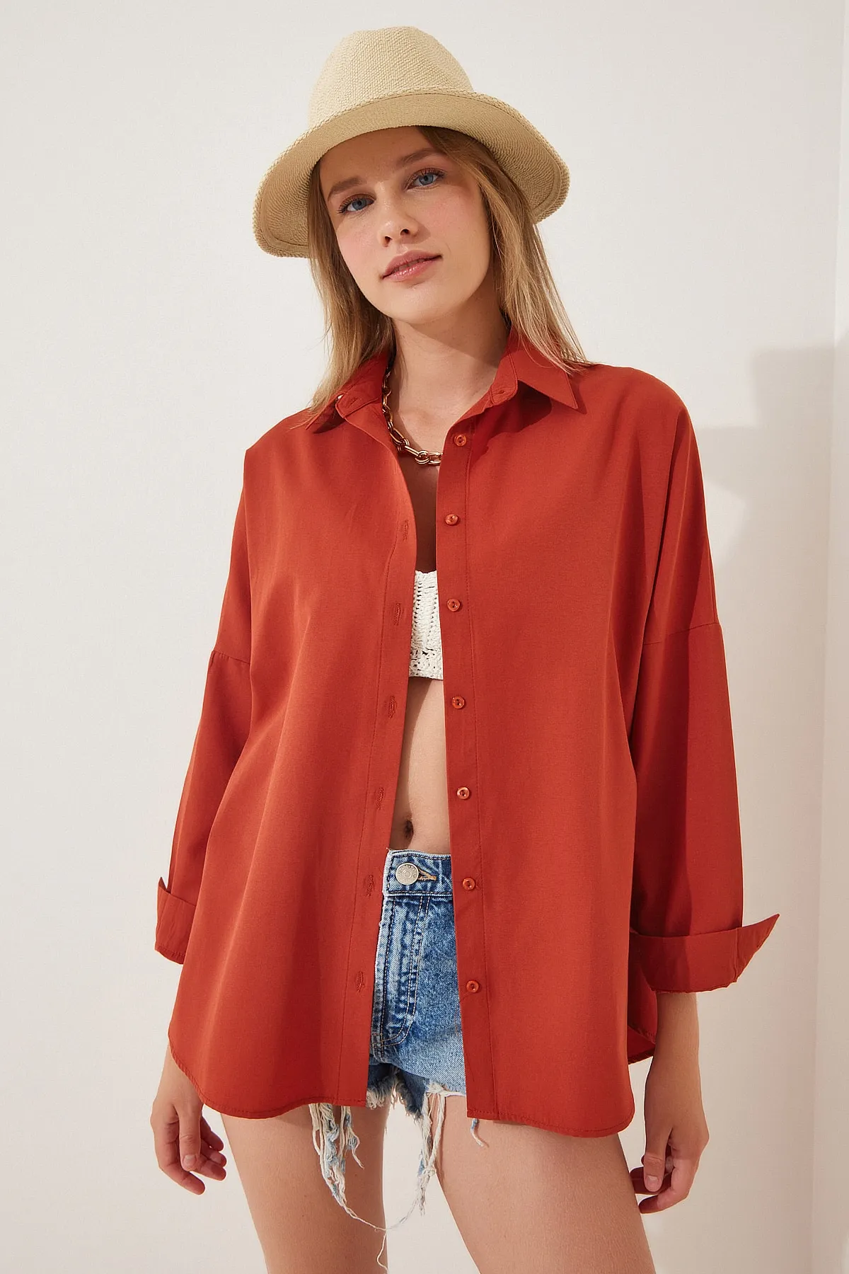 Happiness İstanbul  Hemd - Orange - Oversized