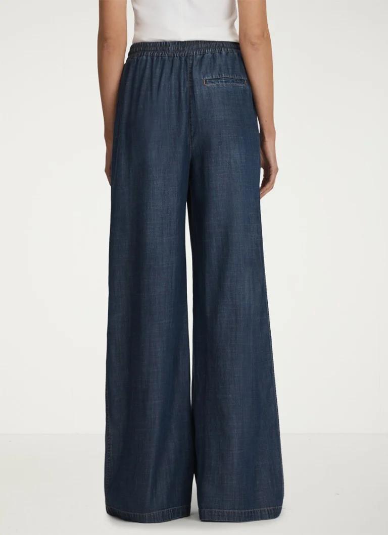 Pantaloni palazzo din chambray cu talie înaltă și croială largă, de la Reiss Carter
