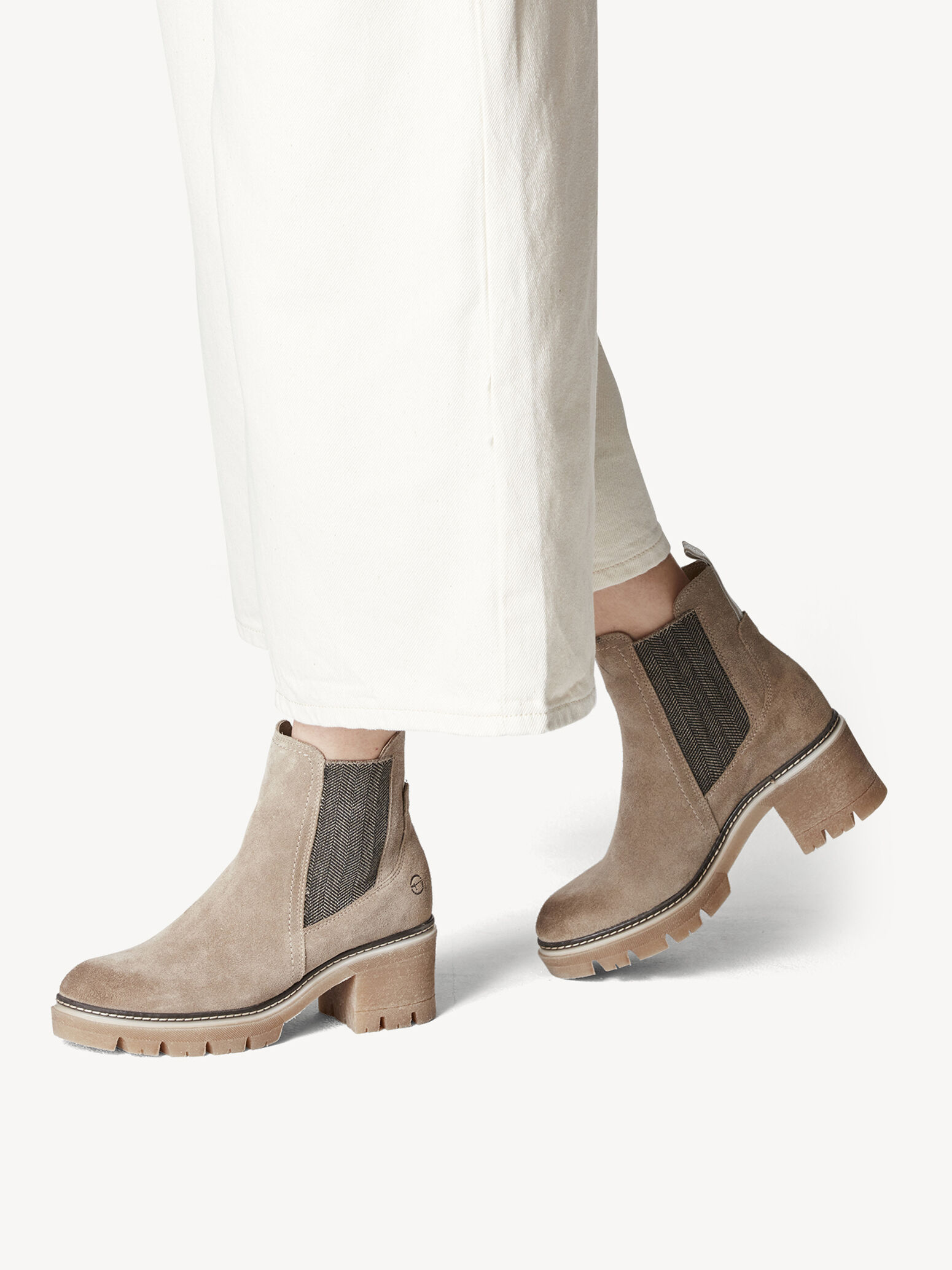 Bottine Chelsea en cuir - beige