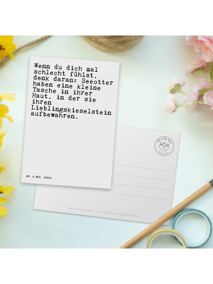 Mr. & Mrs. Panda Postkarte Wenn du dich mal... mit Spruch in Weiß günstig kaufen onesize