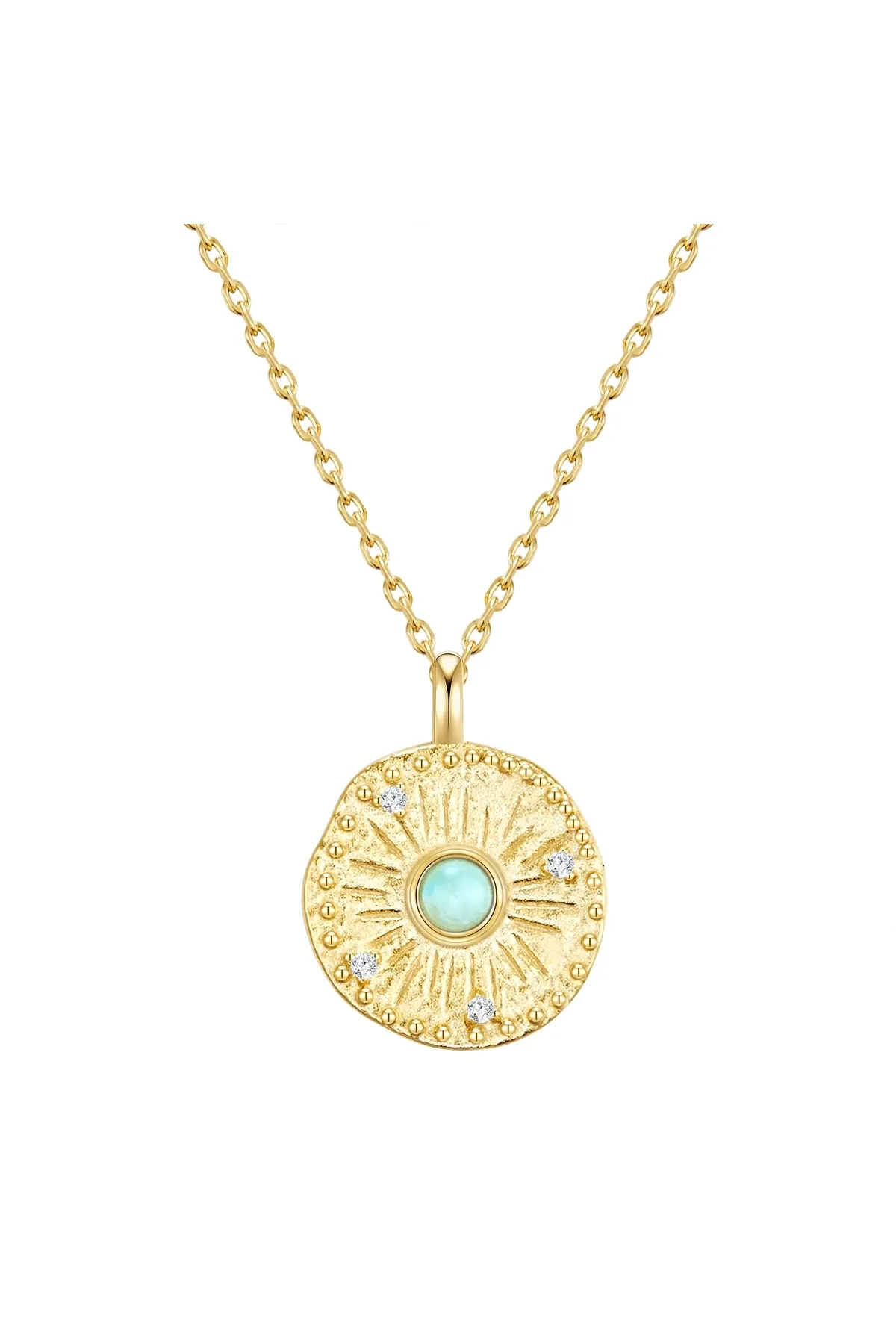 Glanzstücke München  Silberhalskette Kette mit Anhänger Sterling Silber gelbgold Amazonit grün Zirkonia weiß