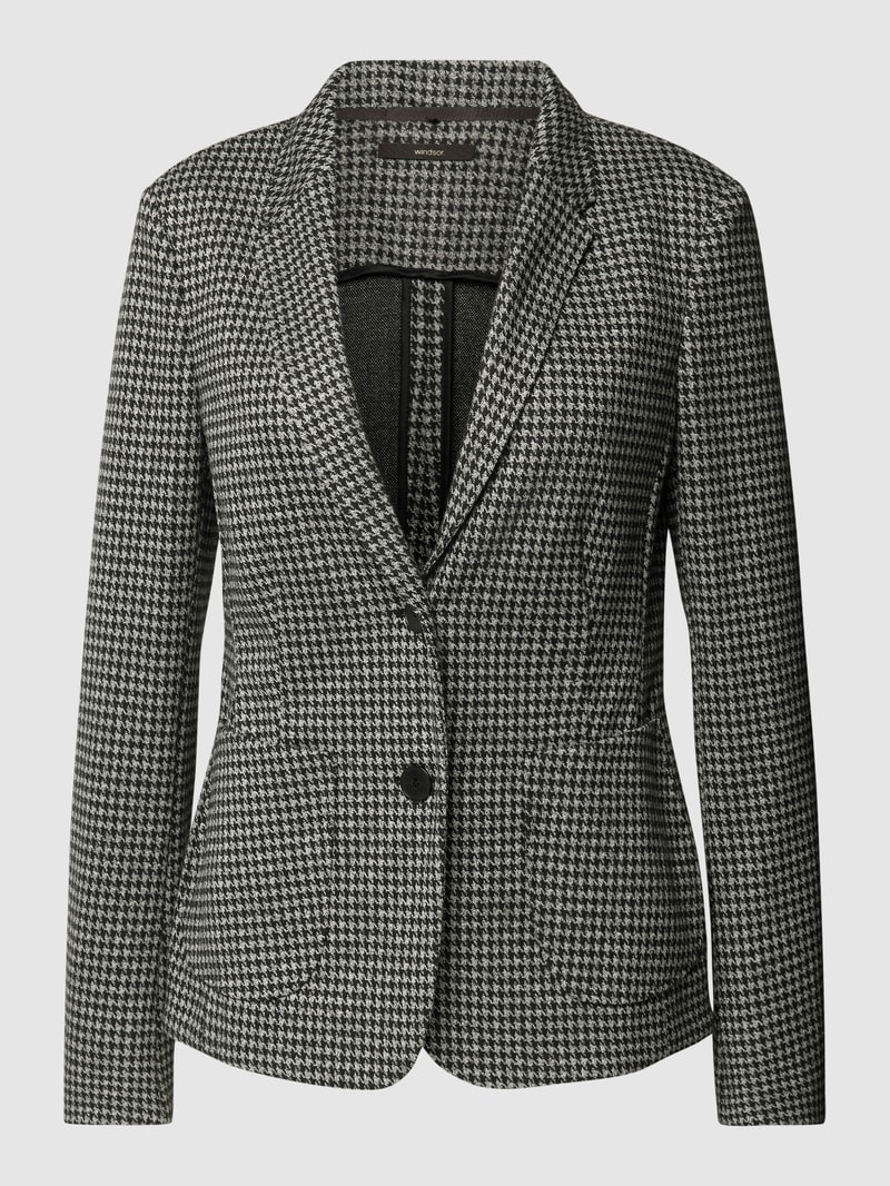 Blazer mit Hahnentrittmuster in schwarz