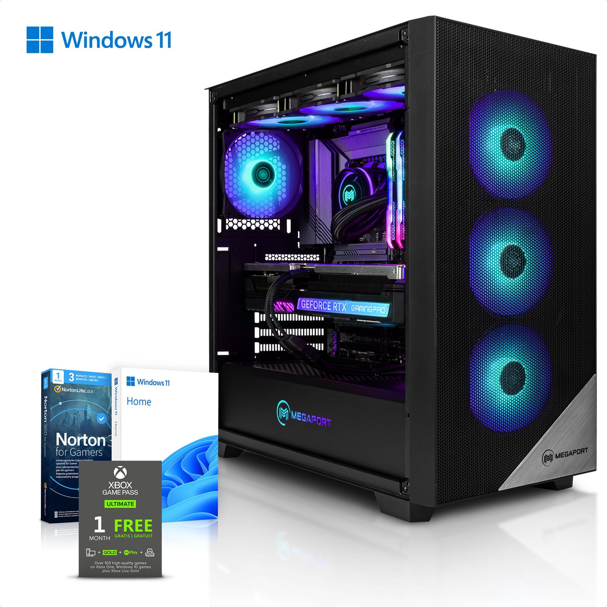 Megaport Gaming-PC (Intel Intel Core i9-12900F 12900F, GeForce RTX 4080 16GB, 32 GB RAM, 2000 GB SSD, Wasserkühlung, Windows 11, WLAN)