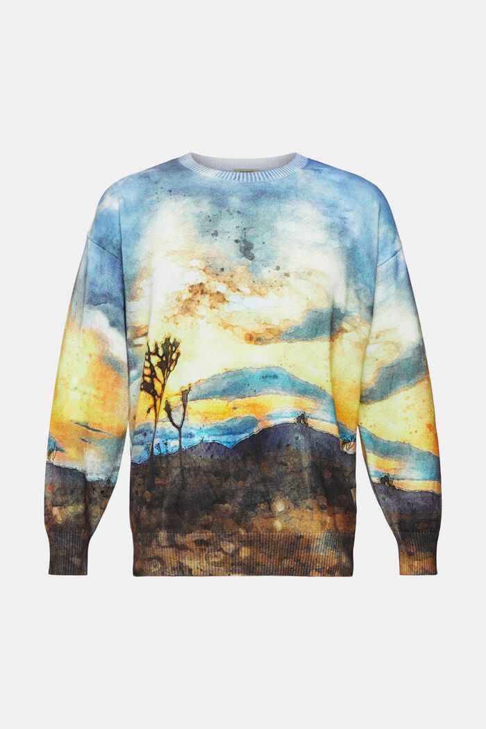 Pullover mit digitalem Allover-Landschafts-Print