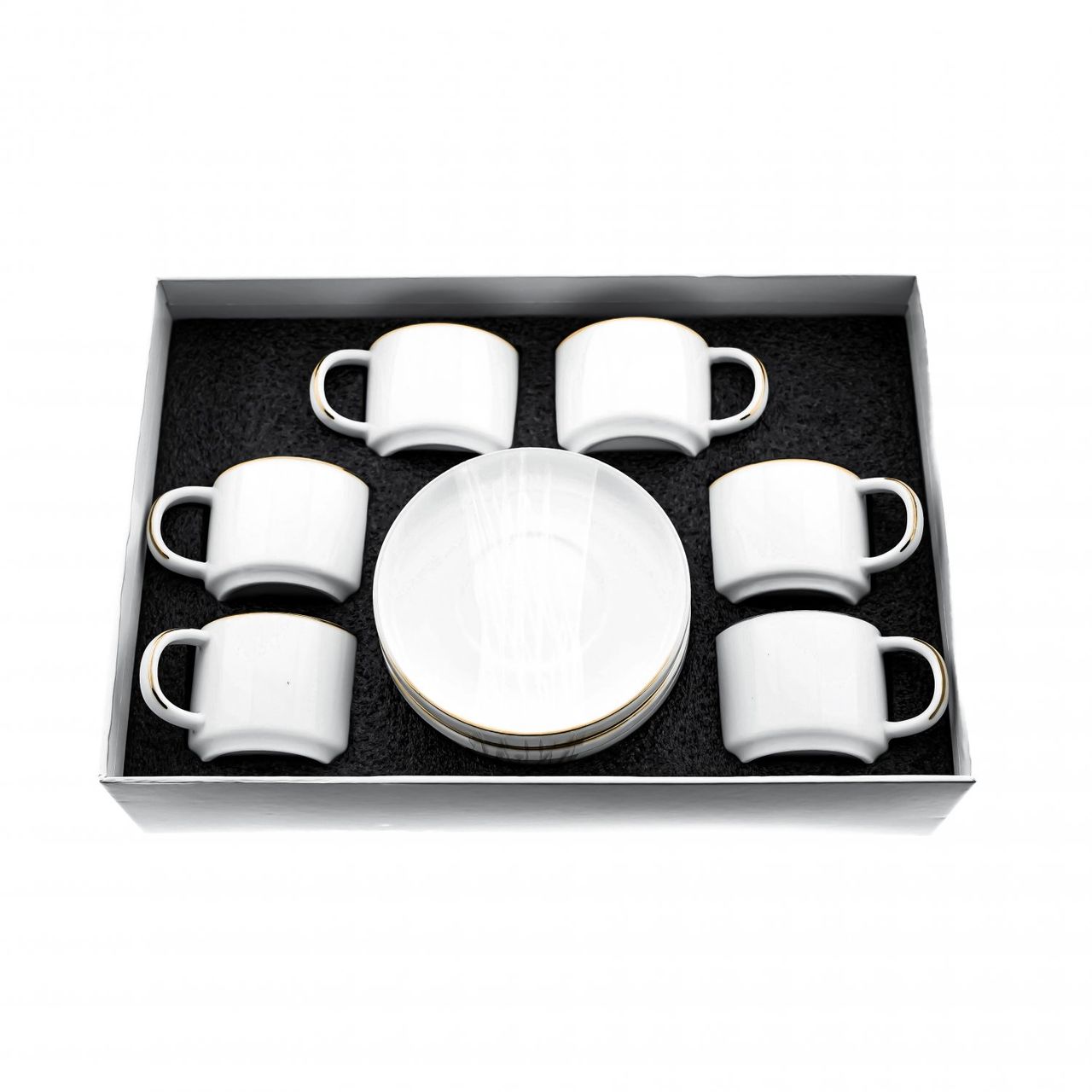 Almina Mokka-Tassen-Set - 12 Teiliges Set weiß - Espressotasse 100 ml Glatt