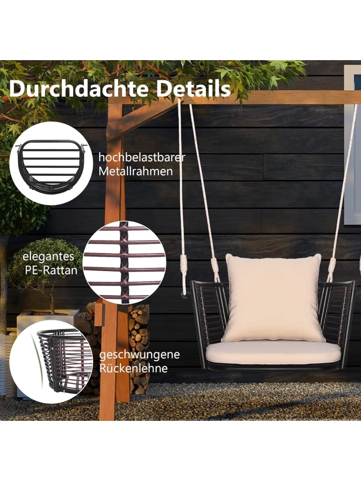 COSTWAY Hängesessel 180kg belastbar in Beige günstig kaufen onesize