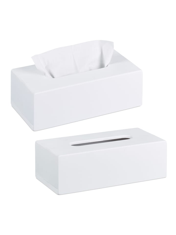 relaxdays 2 x Tücherbox in Weiß günstig kaufen onesize