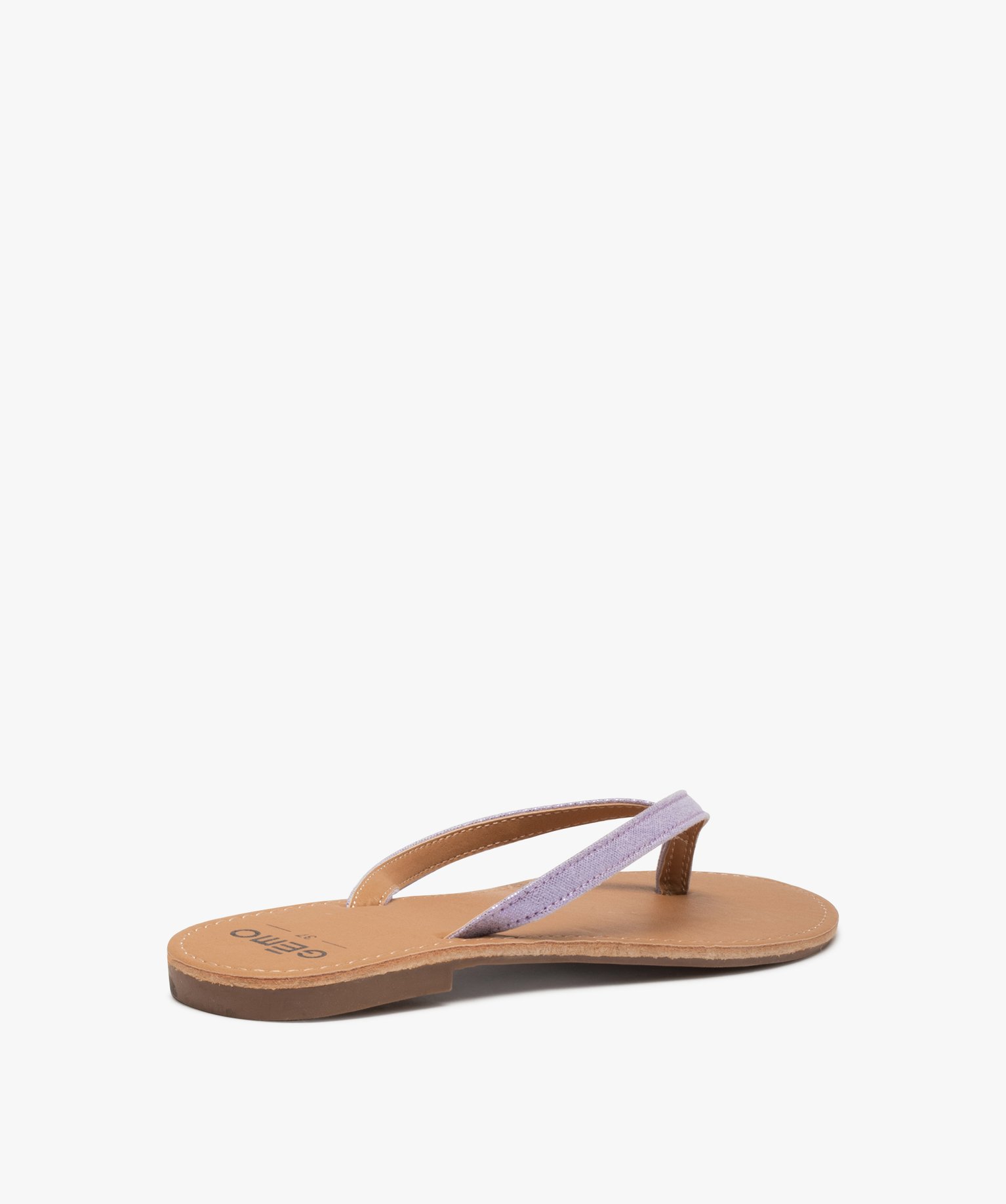 Tongs femme à petit talon plat et lanières fines violet clair | GEMO