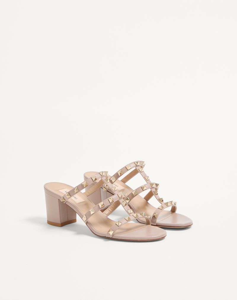 Rockstud Calfskin Slider Sandal 60mm