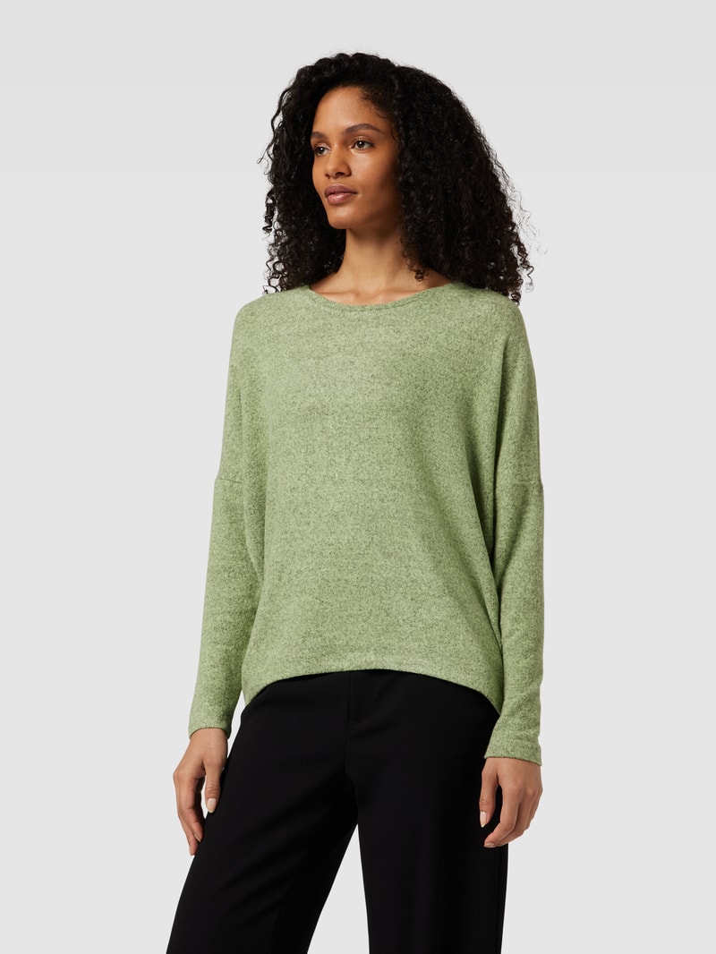Longsleeve mit verlängertem Rücken Modell 'Biara' in hellgrün meliert