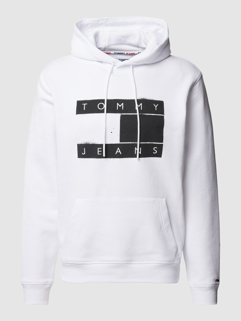 Hoodie mit Label-Print in weiß