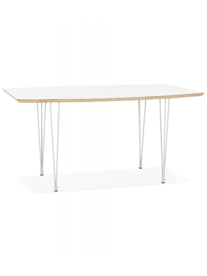 KADIMA DESIGN Ausziehbarer Esstisch aus Holz mit Metallbeinen | Moderner Stil in Weiß-Beige günstig kaufen onesize
