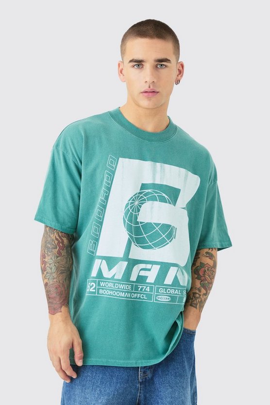 Oversize T-Shirt mit geometrischem B-Print
