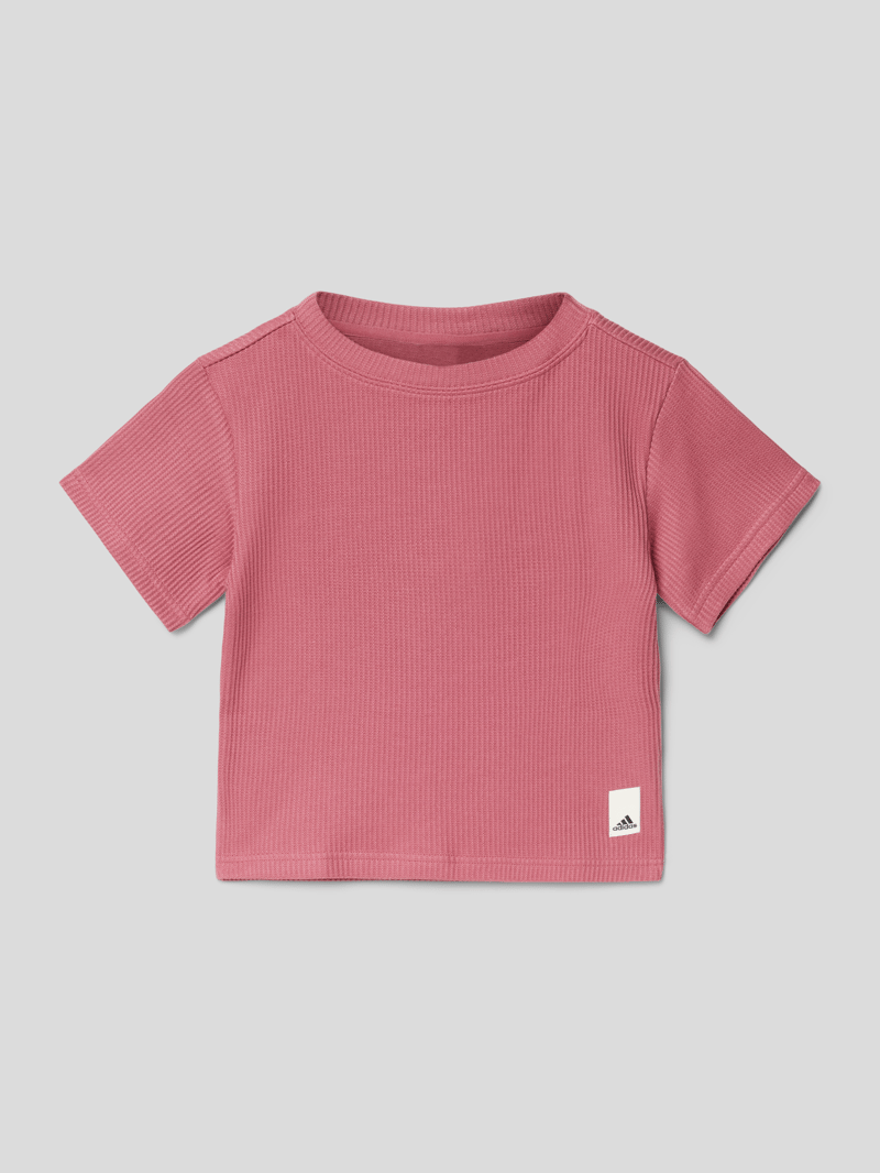 T-Shirt in Ripp-Optik in altrosa