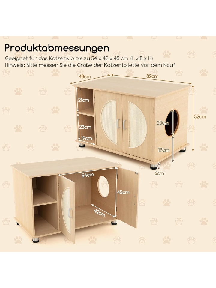 COSTWAY Katzenschrank 82x48x52cm in Beige günstig kaufen onesize