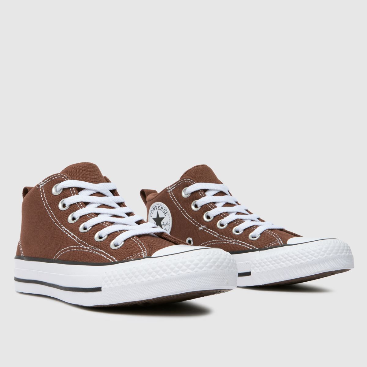 Converse bruna och vita All Star Malden Street pojkar ungdomsskor