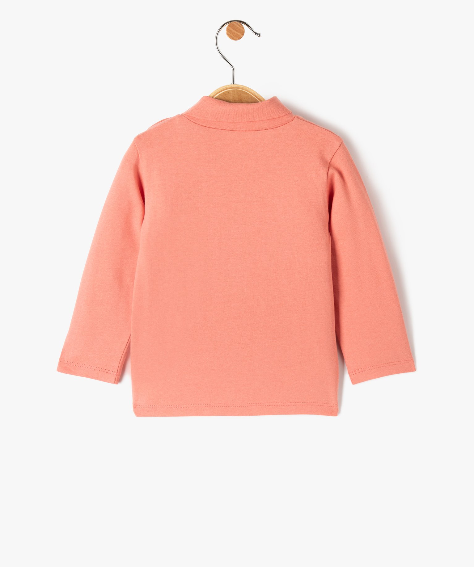 Tee-shirt bébé fille à manches longues et col roulé rose fonce | GEMO