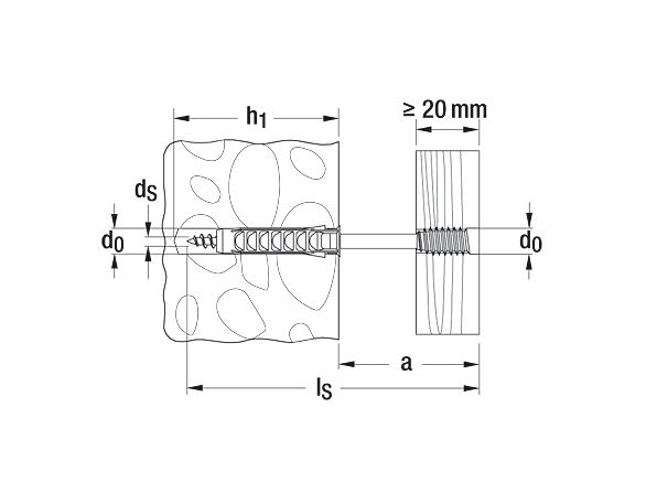 Tornillo espaciador Fischer 512992 ASL 6 x 200, acero electrogalvanizado, 100 unidades.