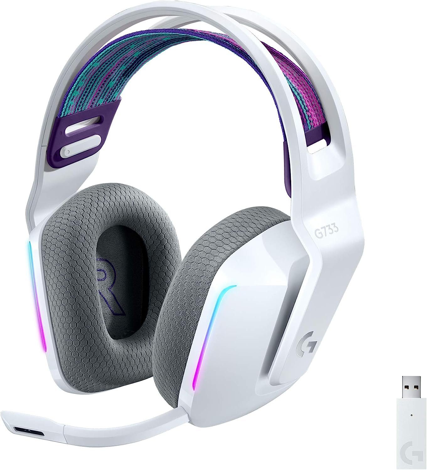 Logitech G G733 LIGHTSPEED Wireless RGB kabelloses Gaming-Headset (Ultraleicht, 20m Reichweite, Mikrofon abnehmbar, beleuchtet)