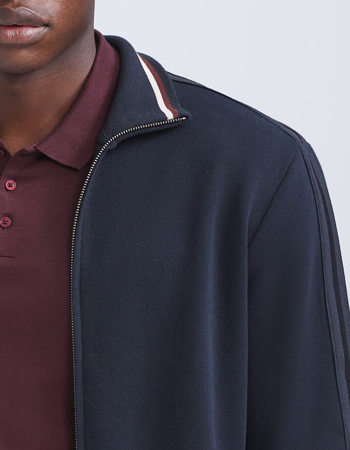 Cardigan marine maille piquée esprit sport Homme