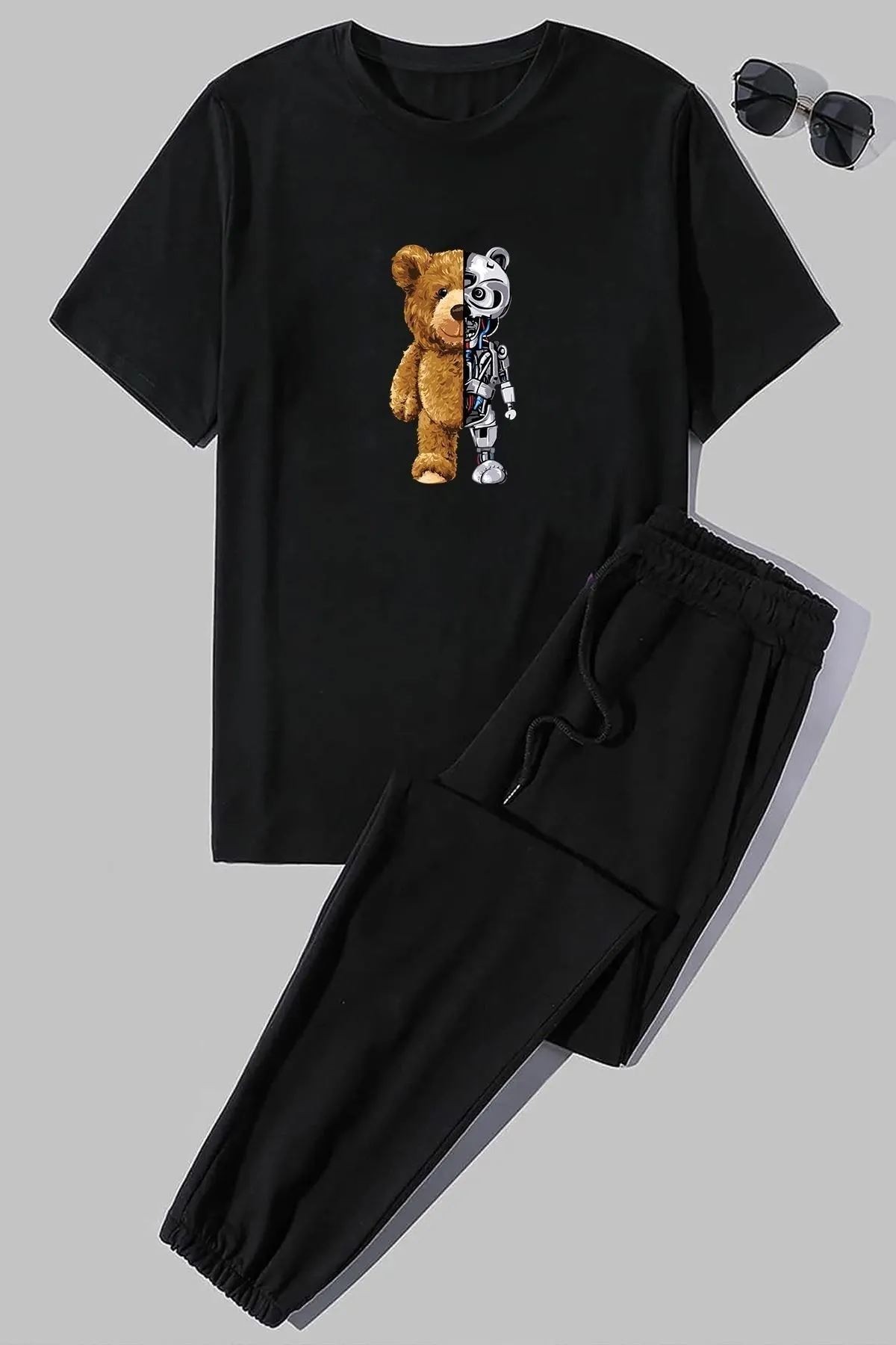 uyguntarz  2-teiliges Unisex-Trainingsanzug-Set für Jungen mit Bären-Aufdruck