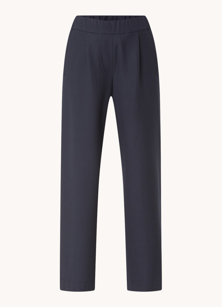Pantaloni Benji cu talie înaltă, cu dungi fine și închidere cu noduri.