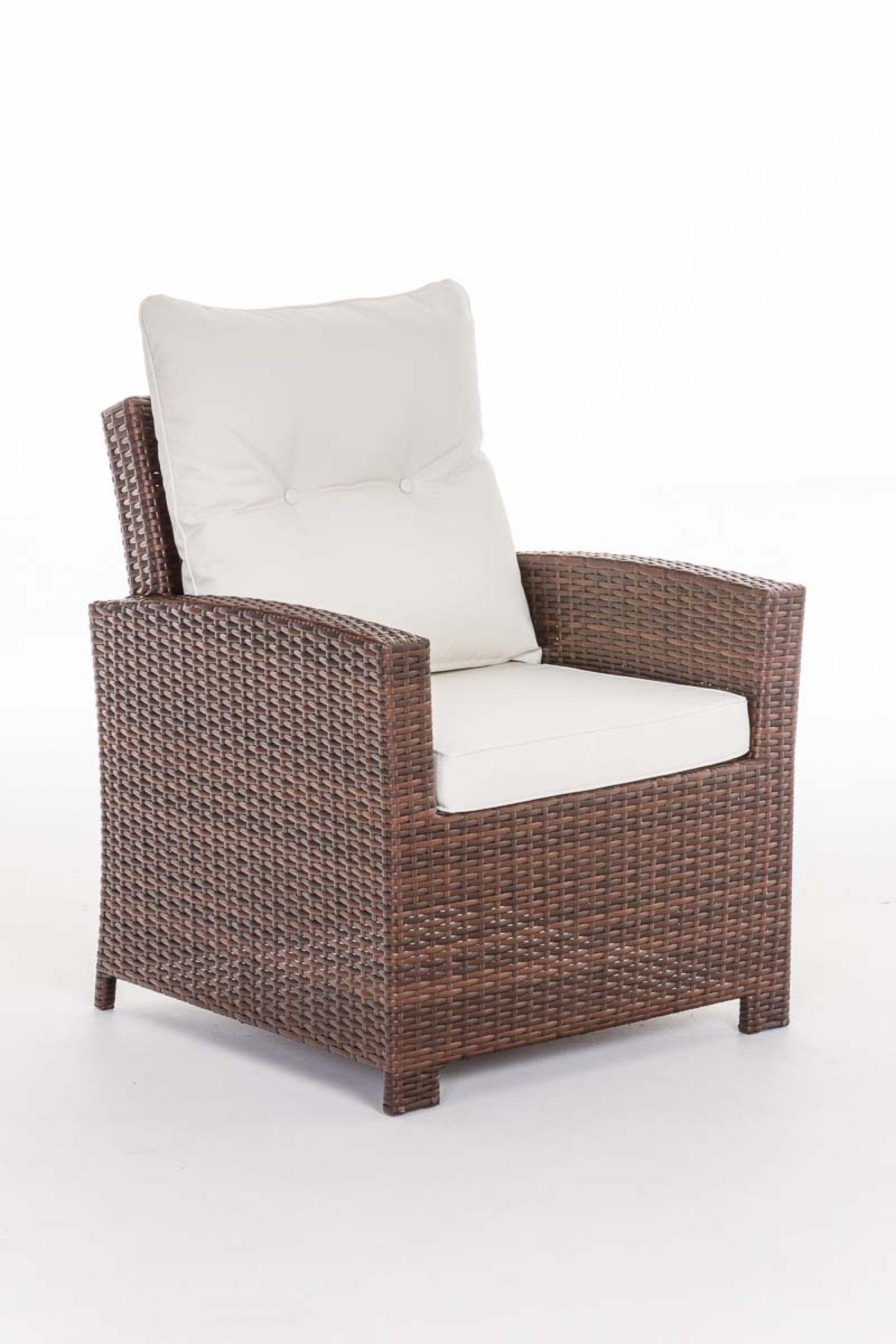 TPFGarden Gartensessel Fino - Rattansessel für Garten und Terrasse - Farbe: braun-meliert (Hochwertiger und stabiler Gartensessel aus handgefertigtem Polyrattan, 1-St., Outdoor-Sessel mit pulverbeschichtetem Aluminumgestell), Balkonstuhl, Terrasssens