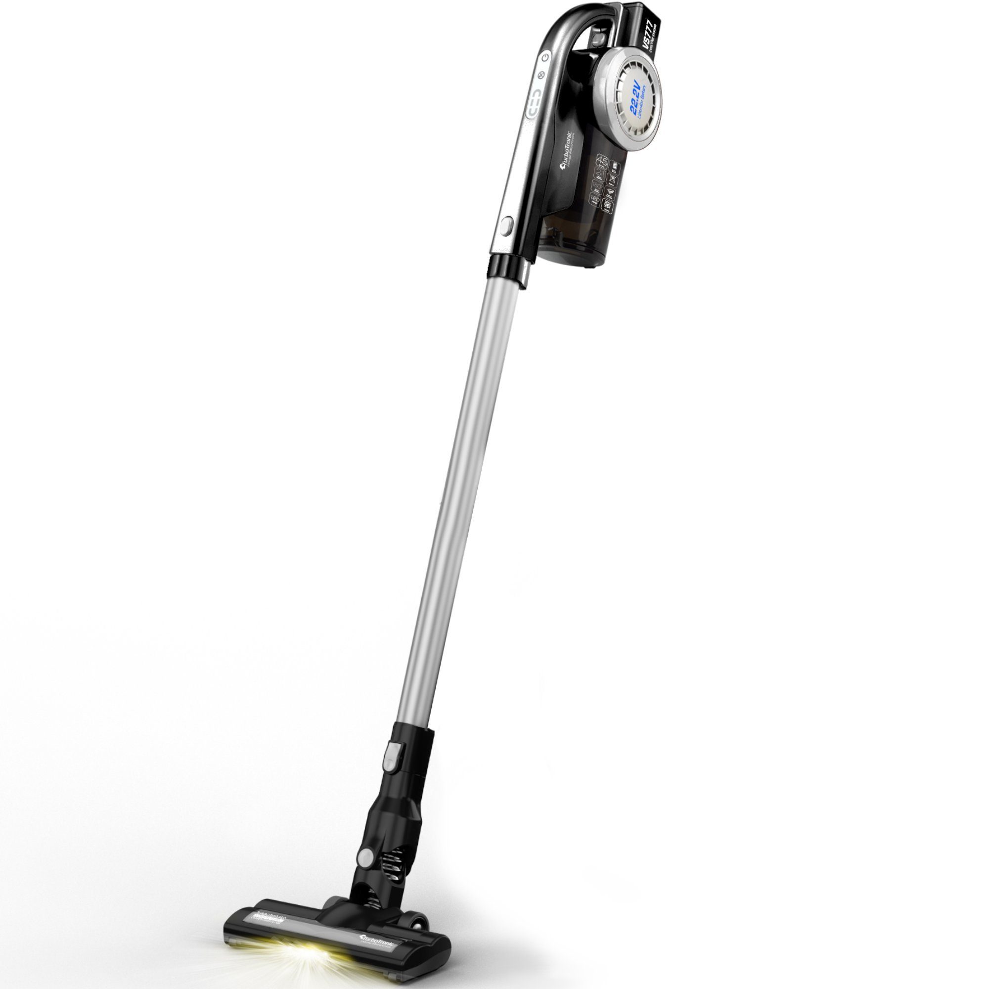 TurboTronic by Z-Line Akku-Hand-und Stielstaubsauger 8 kpa, 45 Min. Laufzeit, ultra-Leichtgewicht Boden Staubsauger, 120 W, beutellos, kabelloser Handsauger mit Wandhalterung