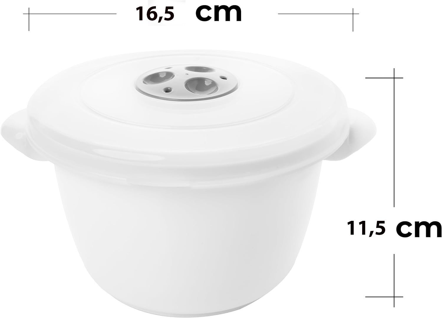 2friends Mikrowellenbehälter 4er Set Mikrowellengeschirr mit Deckel, Dampfregelventil und Griff, Kunststoff, (2 Stück V = 1l, 2 Stück V=1,5 l), Mikrowellen Geschirrset aus lebensmittelechtem Kunststoff Weiß