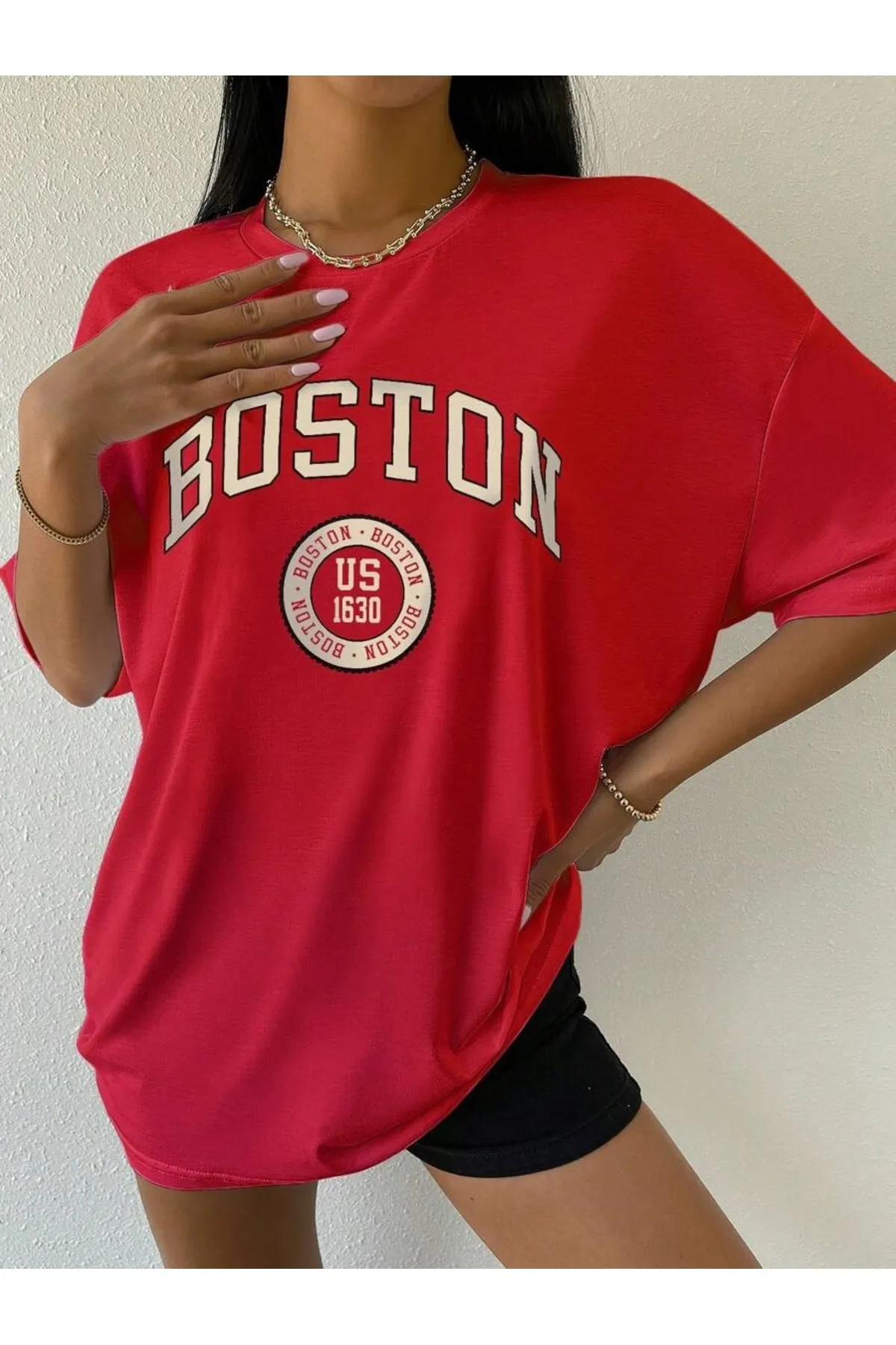 MOONBULL  Unisex-T-Shirt mit Boston-Aufdruck US-1630