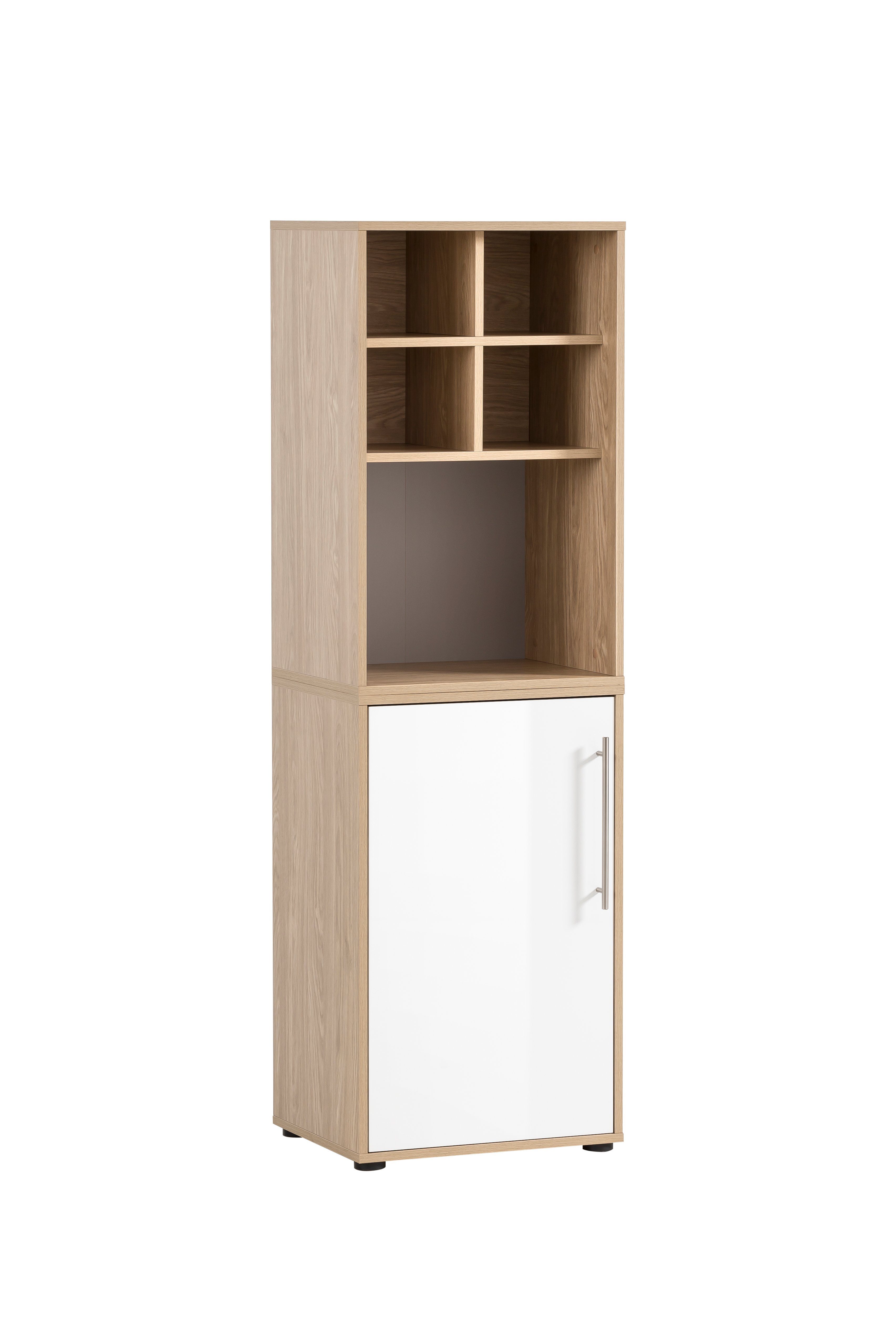 MÖBELPARTNER Aktenregal Swan, Large, HxBxT 84x100x41cm, 4 Fächern, Eiche/Weiß
