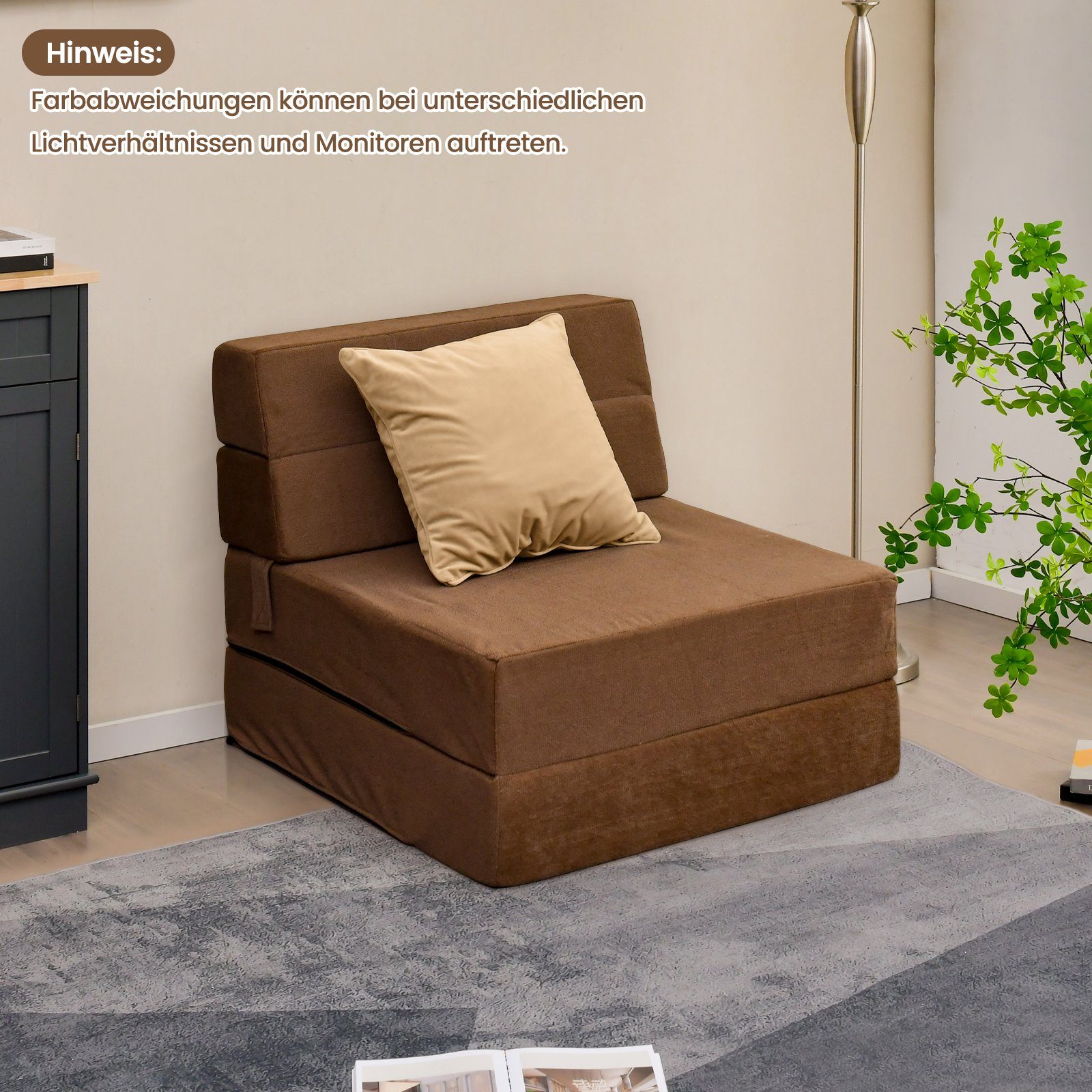 COSTWAY Schlafsofa, 3 in 1 Klappmatratze, mit abnehmbarem Bezug