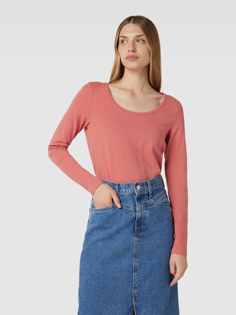 Longsleeve mit U-Ausschnitt Modell 'Basic' in altrosa
