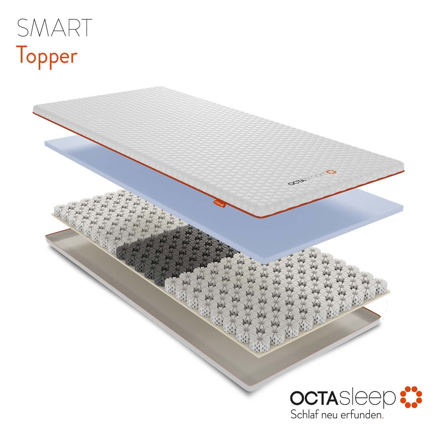 Topper Octasleep Smart, OCTAsleep, 7 cm hoch, Kaltschaum, Komfortschaum, Viscoschaum, OCTAspring® Aerospace Technologie