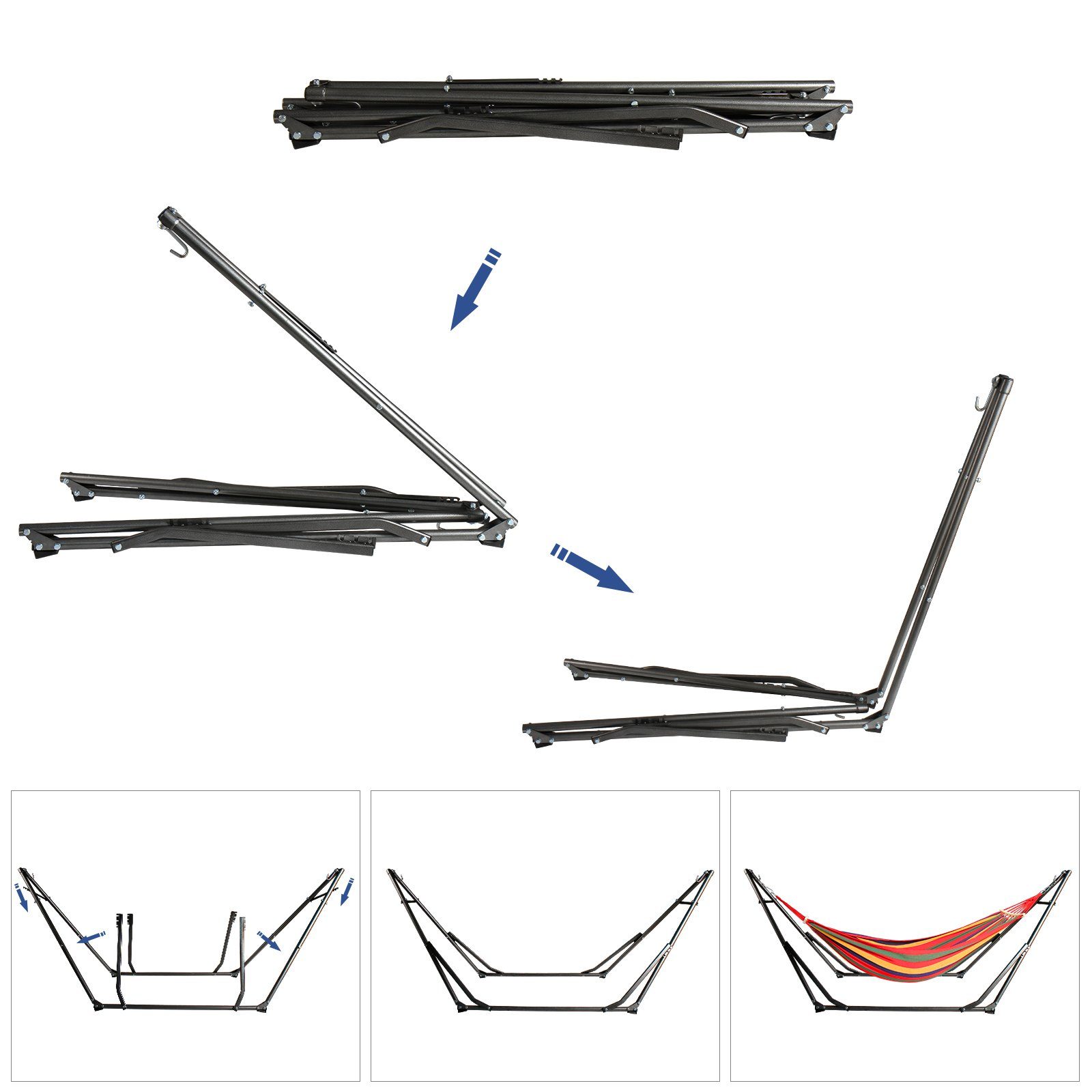 CCLIFE Hängematte Hängematte mit Gestell klappbar Outdoor Tragbar Indoor Garten, klappbar