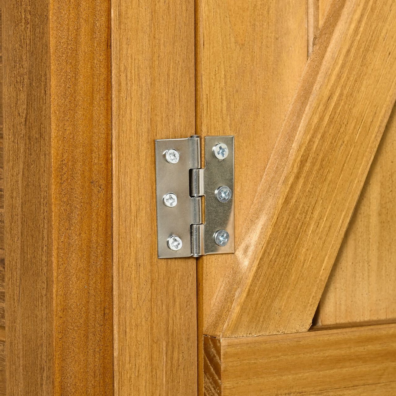 Outsunny Gartenschrank Geräteschuppen mit 2 Tür Asphaltdach Tannenholz Natur