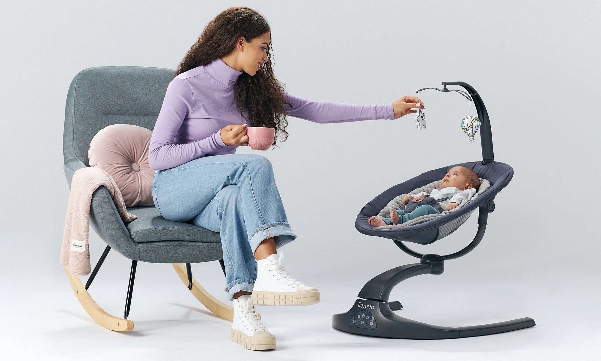 lionelo Babywippe LO-RALF, 2in12-stufige VerstellungVon der Geburt bis 9 kg