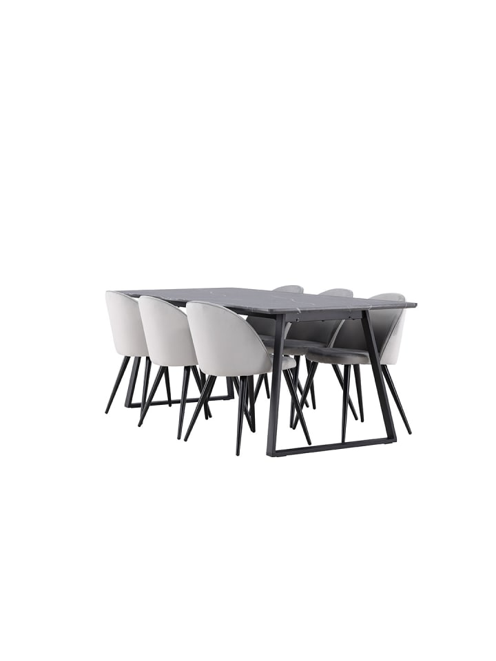 ebuy24 Essgruppe Malaga (7-teilig) Grau 200 x 90 cm günstig kaufen onesize