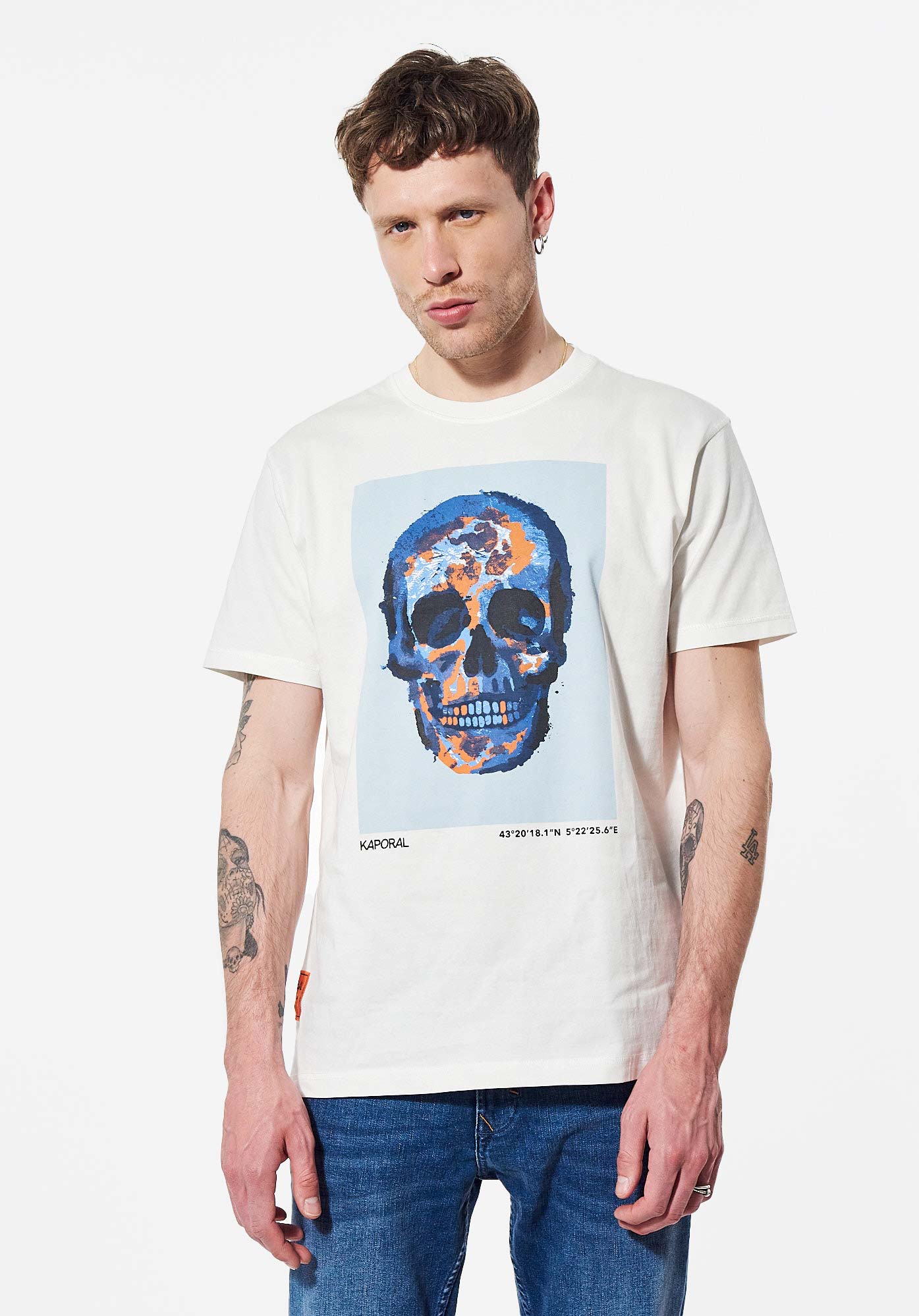 BILKI  T-shirt blanc tête de mort Homme