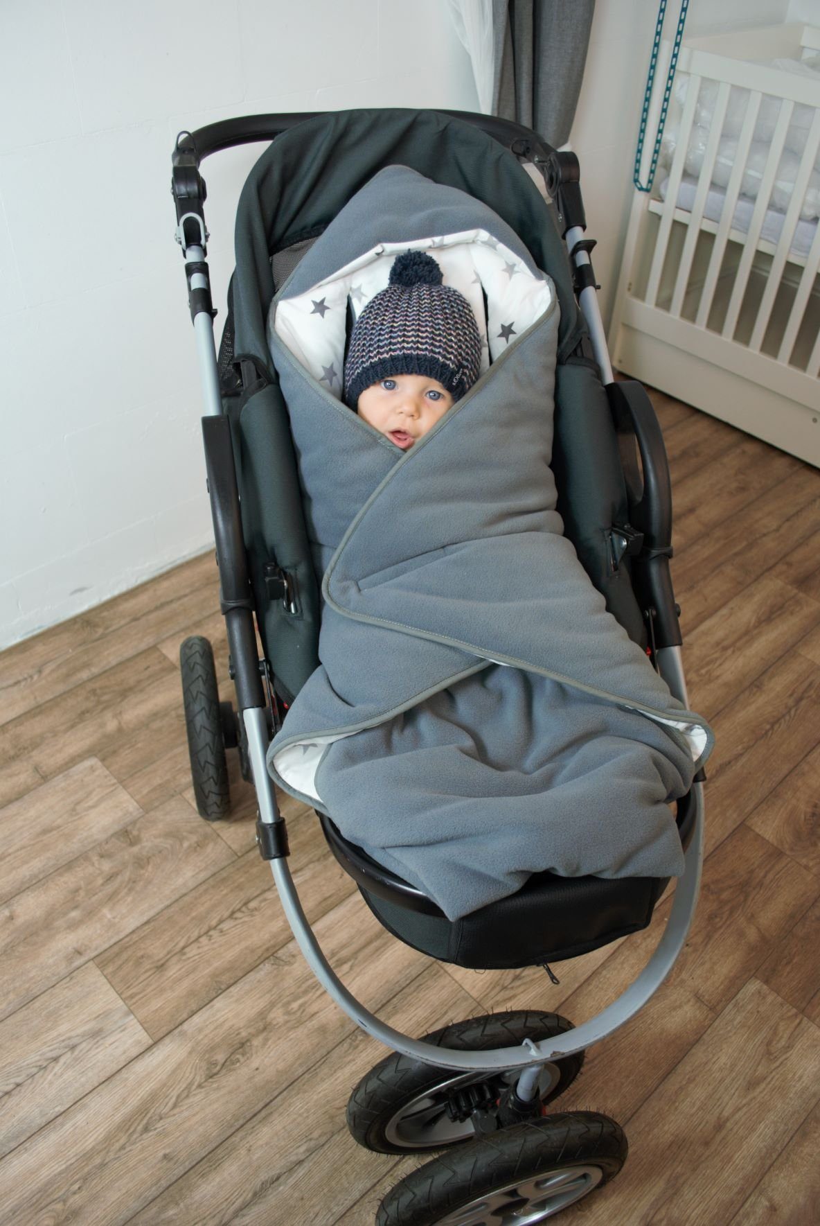 Babydecke Einschlagdecke Babyschalenfußsack Kinderwagenfußsack Winter XL, HOBEA-Germany, passend für Babyschalen mit 3- und 5-Punkt-Gurtsystem