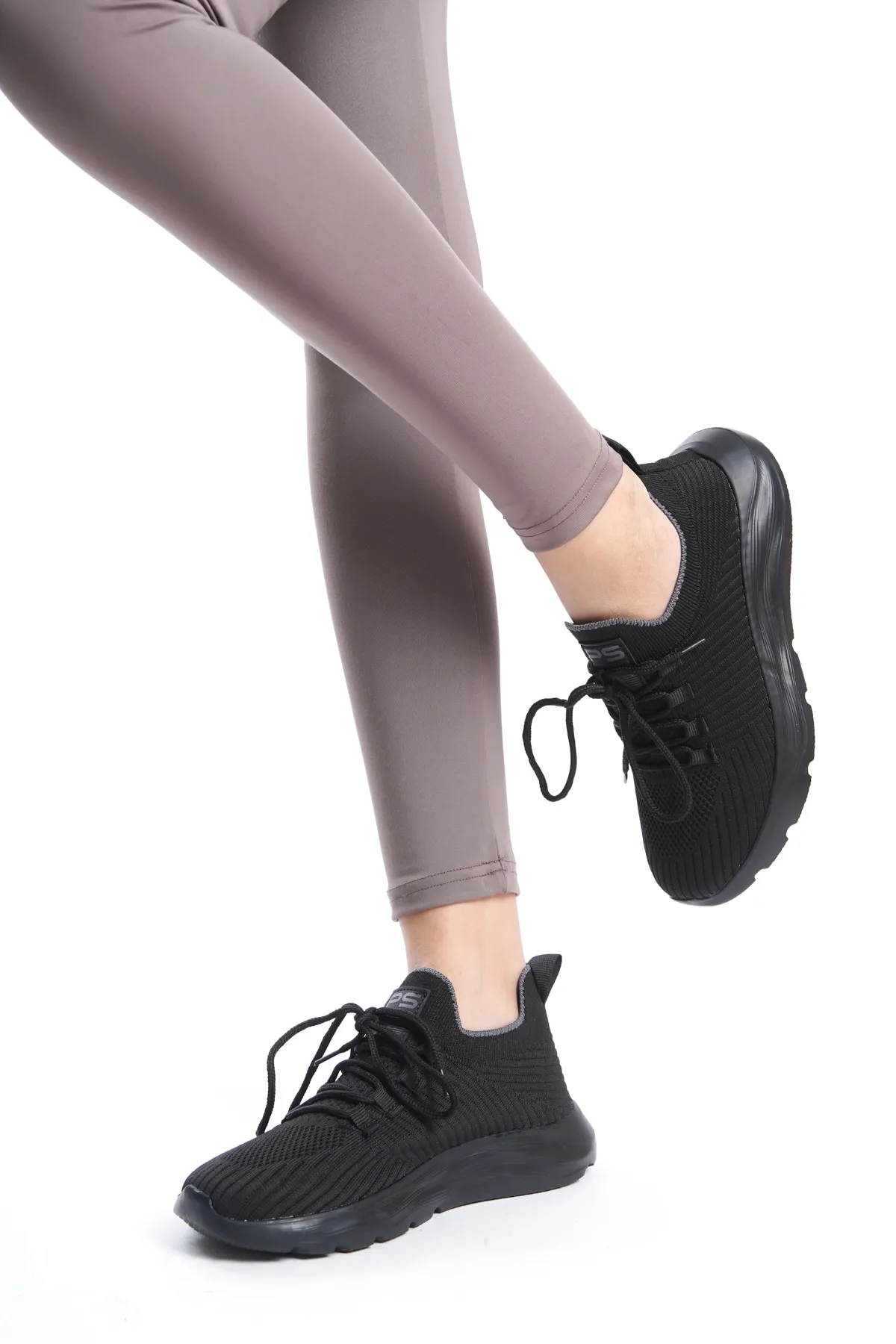 en7  Schwarzer, bequemer und leicht zu tragender Strick-Sneaker 4556 für Unisex