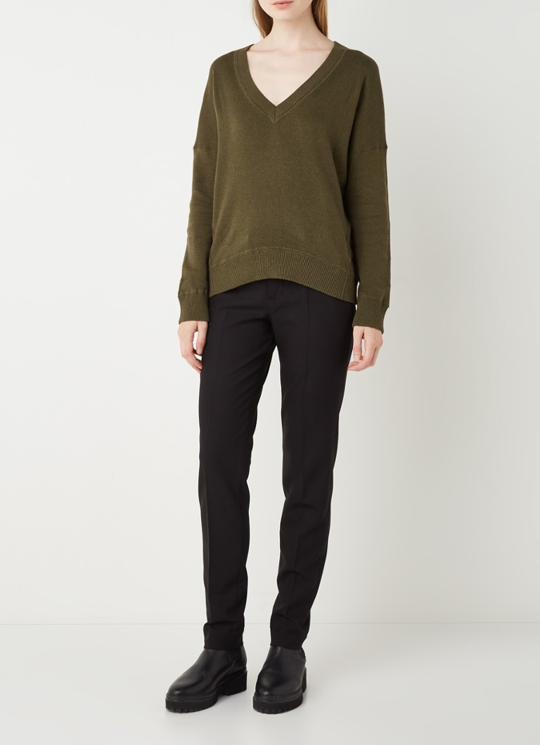 Blugi skinny cu talie medie de la Zadig&Voltaire, decorați cu cristale.