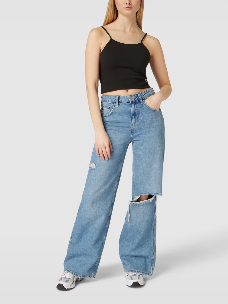 Top mit Strukturmuster Modell 'SLUB' in schwarz