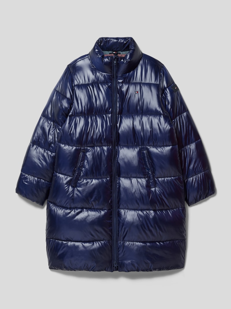 Steppjacke mit Label-Details Modell 'GLOSSY' in marineblau