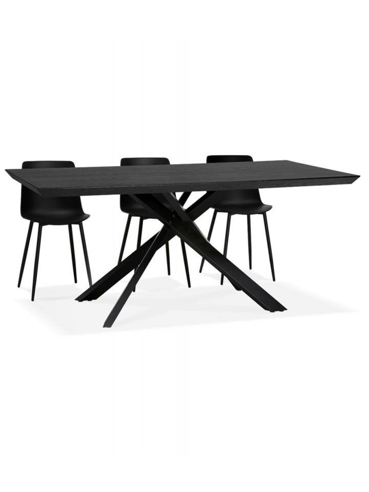 KADIMA DESIGN Esstisch Schwarz Holz Metall 200x100 cm | Industrie Stil in Schwarz günstig kaufen onesize