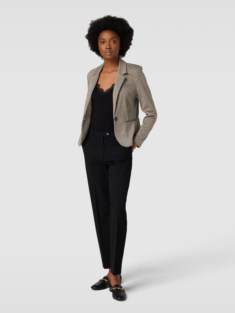 Blazer mit Hahnentrittmuster und Paspeltaschen in schwarz