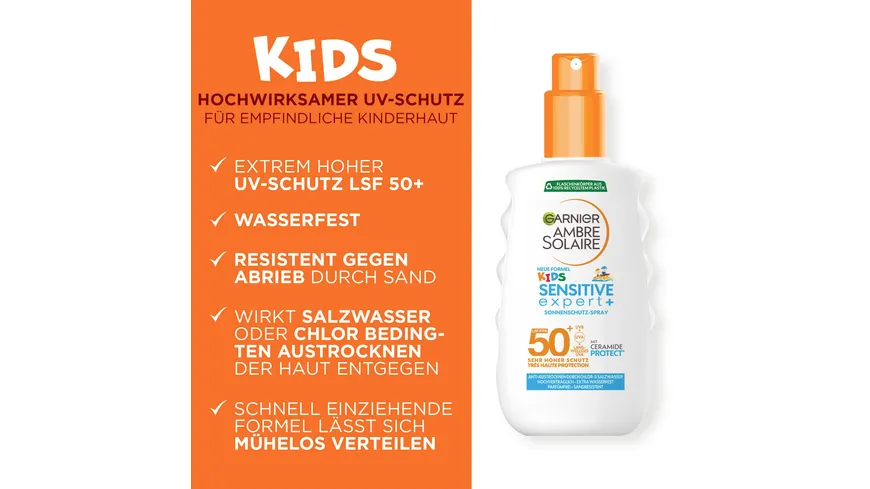 Garnier Ambre Solaire Sensitive Kids Sonnenspray LSF50+ 150 ml