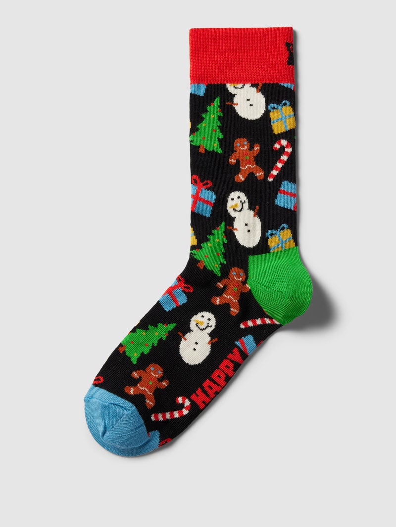 Socken mit Allover-Muster Modell 'Bring It on' in schwarz